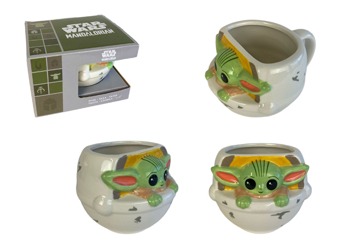 STAR WARS- Tazza in ceramica 3D 440ml – Baby Yoda (in confezione regalo 12x14x10cm)…x12